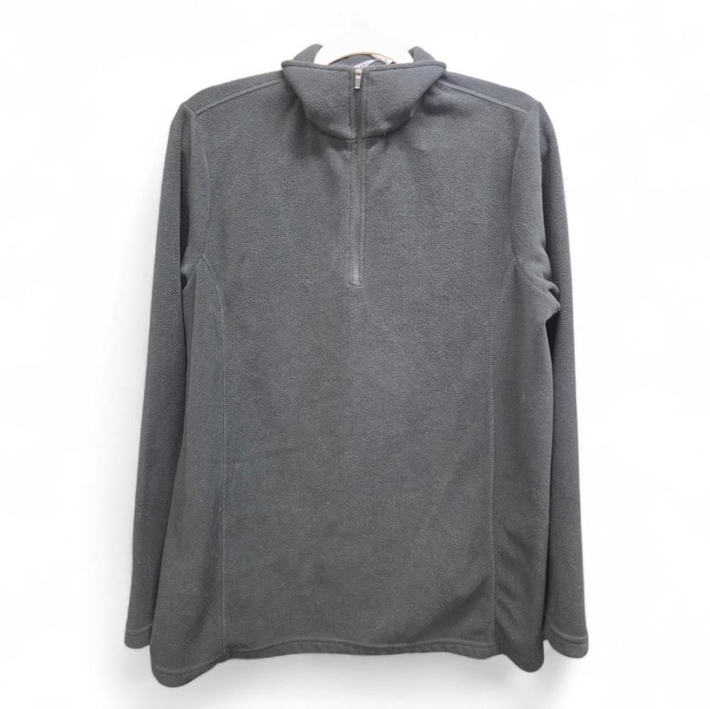Lands' End Charcoal Fleece‎ 1/4 Zip Jacket Large Tall 14/16 Classic Outdoor Cozy